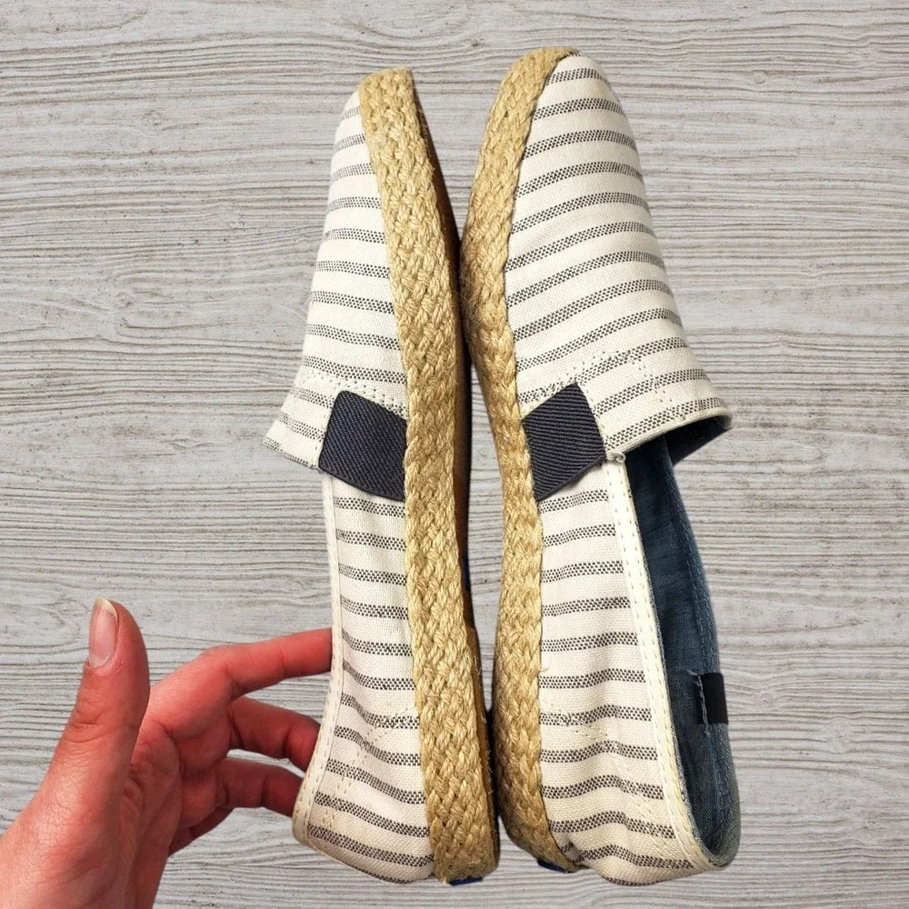 Keds Womens Striped Canvas‎ Espadrille Slip On Sneakers Cream Navy Size 10
